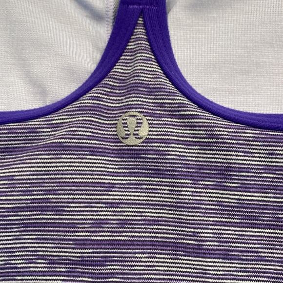 Lululemon Power Y Tank Micro Stripe Purple & White Size 6 - Picture 8 of 10